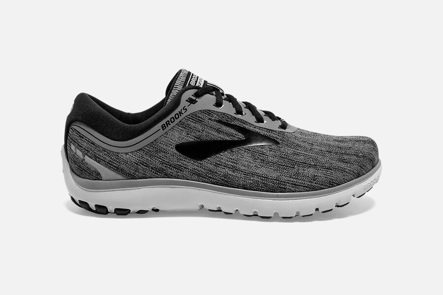 Brooks Men's PureFlow 7 Road Running Shoes Grey/Black MIQY-80763